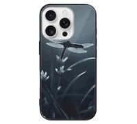 ERSTSNCK Compatible with iPhone 16 Case Dragonfly Silhouette Stylish Phone Case for Women Men, Tempered Glass Shockproof Slim Cover for 16 Pro Black