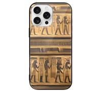 ERSTSNCK Compatible with iPhone 16 Case Egypt Hieroglyphics Stylish Phone Case for Women Men, Tempered Glass Shockproof Slim Cover for 16 Pro Black