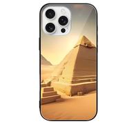 ERSTSNCK Compatible with iPhone 16 Case Egyptian Pyramid in Desert Stylish Phone Case for Women Men, Tempered Glass Shockproof Slim Cover for 16 Pro Black