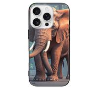ERSTSNCK Compatible with iPhone 16 Case Elephants Red Stylish Phone Case for Women Men, Tempered Glass Shockproof Slim Cover for 16 Pro