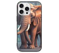 ERSTSNCK Compatible with iPhone 16 Case Elephants Red Stylish Phone Case for Women Men, Tempered Glass Shockproof Slim Cover for 16 Pro