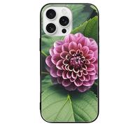 ERSTSNCK Compatible with iPhone 16 Case Flower Leaves Purple Red Flower Stylish Phone Case for Women Men, Tempered Glass Shockproof Slim Cover for 16 Pro