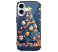 ERSTSNCK Compatible with iPhone 16 Case Gifts Under The Christmas Tree Stylish Phone Case for Women Men, Tempered Glass Shockproof Slim Cover for 16 Pro Black
