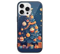 ERSTSNCK Compatible with iPhone 16 Case Gifts Under The Christmas Tree Stylish Phone Case for Women Men, Tempered Glass Shockproof Slim Cover for 16 Pro Black