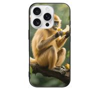 ERSTSNCK Compatible with iPhone 16 Case Golden Monkey Stylish Phone Case for Women Men, Tempered Glass Shockproof Slim Cover for 16 Pro
