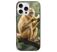 ERSTSNCK Compatible with iPhone 16 Case Golden Monkey Stylish Phone Case for Women Men, Tempered Glass Shockproof Slim Cover for 16 Pro