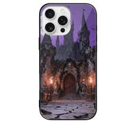 ERSTSNCK Compatible with iPhone 16 Case Gothic Castle Night Stylish Phone Case for Women Men, Tempered Glass Shockproof Slim Cover for 16 Pro Black