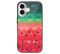 ERSTSNCK Compatible with iPhone 16 Case Gradient Watermelon Stylish Phone Case for Women Men, Tempered Glass Shockproof Slim Cover for 16 Pro Black