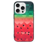 ERSTSNCK Compatible with iPhone 16 Case Gradient Watermelon Stylish Phone Case for Women Men, Tempered Glass Shockproof Slim Cover for 16 Pro Black