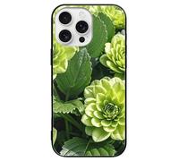 ERSTSNCK Compatible with iPhone 16 Case Green Floral Stylish Phone Case for Women Men, Tempered Glass Shockproof Slim Cover for 16 Pro