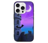 ERSTSNCK Compatible with iPhone 16 Case Halloween Castle Purple Sky Stylish Phone Case for Women Men, Tempered Glass Shockproof Slim Cover for 16 Pro