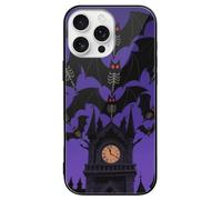 ERSTSNCK Compatible with iPhone 16 Case Halloween Flying Bats Moon Stylish Phone Case for Women Men, Tempered Glass Shockproof Slim Cover for 16 Pro Black