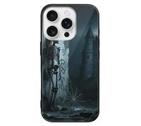 ERSTSNCK Compatible with iPhone 16 Case Horror Skull Stylish Phone Case for Women Men, Tempered Glass Shockproof Slim Cover for 16 Pro