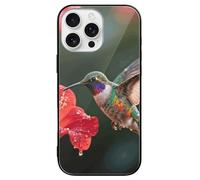 ERSTSNCK Compatible with iPhone 16 Case Hummingbird Hover Stylish Phone Case for Women Men, Tempered Glass Shockproof Slim Cover for 16 Pro Black