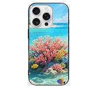 ERSTSNCK Compatible with iPhone 16 Case Island Corals Stylish Phone Case for Women Men, Tempered Glass Shockproof Slim Cover for 16 Pro