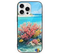 ERSTSNCK Compatible with iPhone 16 Case Island Corals Stylish Phone Case for Women Men, Tempered Glass Shockproof Slim Cover for 16 Pro