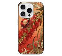 ERSTSNCK Compatible with iPhone 16 Case Ladybug Bottlebrush Spike Stylish Phone Case for Women Men, Tempered Glass Shockproof Slim Cover for 16 Pro Black