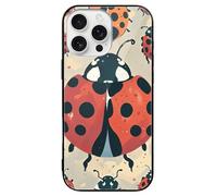 ERSTSNCK Compatible with iPhone 16 Case Ladybugs Pattern Infinite Speckled Stylish Phone Case for Women Men, Tempered Glass Shockproof Slim Cover for 16 Pro Black