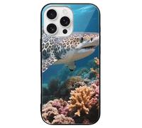 ERSTSNCK Compatible with iPhone 16 Case Leopard Shark Stylish Phone Case for Women Men, Tempered Glass Shockproof Slim Cover for 16 Pro