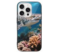 ERSTSNCK Compatible with iPhone 16 Case Leopard Shark Stylish Phone Case for Women Men, Tempered Glass Shockproof Slim Cover for 16 Pro