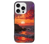 ERSTSNCK Compatible with iPhone 16 Case Lighthouse on The Seaside Stylish Phone Case for Women Men, Tempered Glass Shockproof Slim Cover for 16 Pro Black