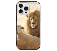 ERSTSNCK Compatible with iPhone 16 Case Lion Sheep Stylish Phone Case for Women Men, Tempered Glass Shockproof Slim Cover for 16 Pro
