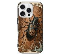 ERSTSNCK Compatible with iPhone 16 Case Longhorn Beetle Bark Stylish Phone Case for Women Men, Tempered Glass Shockproof Slim Cover for 16 Pro Black