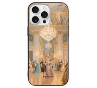 ERSTSNCK Compatible with iPhone 16 Case Luxurious Palace Ball Stylish Phone Case for Women Men, Tempered Glass Shockproof Slim Cover for 16 Pro Black