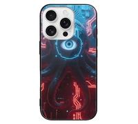 ERSTSNCK Compatible with iPhone 16 Case Mechanical Octopus Eyes Stylish Phone Case for Women Men, Tempered Glass Shockproof Slim Cover for 16 Pro Black