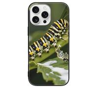 ERSTSNCK Compatible with iPhone 16 Case Monarch Caterpillar Stylish Phone Case for Women Men, Tempered Glass Shockproof Slim Cover for 16 Pro Black
