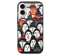 ERSTSNCK Compatible with iPhone 16 Case Monster Face Stylish Phone Case for Women Men, Tempered Glass Shockproof Slim Cover for 16 Pro Black