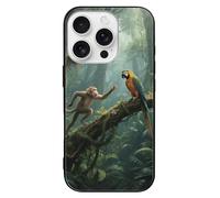 ERSTSNCK Compatible with iPhone 16 Case Mysterious Tropical Rainforest Stylish Phone Case for Women Men, Tempered Glass Shockproof Slim Cover for 16 Pro Black