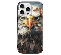 ERSTSNCK Compatible with iPhone 16 Case National Flag with Bald Eagle Stylish Phone Case for Women Men, Tempered Glass Shockproof Slim Cover for 16 Pro Black