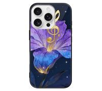 ERSTSNCK Compatible with iPhone 16 Case Note Flower Vine Stylish Phone Case for Women Men, Tempered Glass Shockproof Slim Cover for 16 Pro