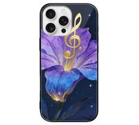 ERSTSNCK Compatible with iPhone 16 Case Note Flower Vine Stylish Phone Case for Women Men, Tempered Glass Shockproof Slim Cover for 16 Pro