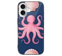 ERSTSNCK Compatible with iPhone 16 Case Octopus Tentacle Stylish Phone Case for Women Men, Tempered Glass Shockproof Slim Cover for 16 Pro Black