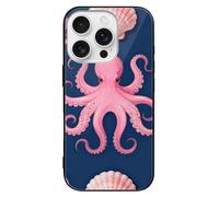 ERSTSNCK Compatible with iPhone 16 Case Octopus Tentacle Stylish Phone Case for Women Men, Tempered Glass Shockproof Slim Cover for 16 Pro Black