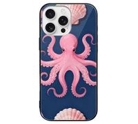 ERSTSNCK Compatible with iPhone 16 Case Octopus Tentacle Stylish Phone Case for Women Men, Tempered Glass Shockproof Slim Cover for 16 Pro Black