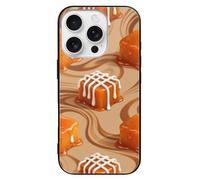 ERSTSNCK Compatible with iPhone 16 Case Orange Caramel Wave Stylish Phone Case for Women Men, Tempered Glass Shockproof Slim Cover for 16 Pro