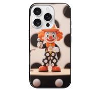 ERSTSNCK Compatible with iPhone 16 Case Orange - Dotted Clown Stylish Phone Case for Women Men, Tempered Glass Shockproof Slim Cover for 16 Pro