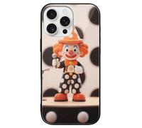 ERSTSNCK Compatible with iPhone 16 Case Orange - Dotted Clown Stylish Phone Case for Women Men, Tempered Glass Shockproof Slim Cover for 16 Pro