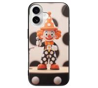 ERSTSNCK Compatible with iPhone 16 Case Orange - Dotted Clown Stylish Phone Case for Women Men, Tempered Glass Shockproof Slim Cover for 16 Pro