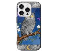 ERSTSNCK Compatible with iPhone 16 Case Owl Oak Berry Stylish Phone Case for Women Men, Tempered Glass Shockproof Slim Cover for 16 Pro