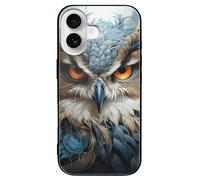 ERSTSNCK Compatible with iPhone 16 Case Owl Stylish Phone Case for Women Men, Tempered Glass Shockproof Slim Cover for 16 Pro