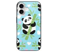 ERSTSNCK Compatible with iPhone 16 Case Panda Bamboo Leaf Stylish Phone Case for Women Men, Tempered Glass Shockproof Slim Cover for 16 Pro