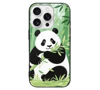 ERSTSNCK Compatible with iPhone 16 Case Panda Bamboo Stylish Phone Case for Women Men, Tempered Glass Shockproof Slim Cover for 16 Pro