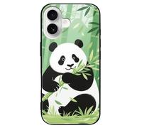 ERSTSNCK Compatible with iPhone 16 Case Panda Bamboo Stylish Phone Case for Women Men, Tempered Glass Shockproof Slim Cover for 16 Pro