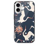 ERSTSNCK Compatible with iPhone 16 Case Peach and White Stylish Phone Case for Women Men, Tempered Glass Shockproof Slim Cover for 16 Pro