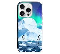 ERSTSNCK Compatible with iPhone 16 Case Penguin Colony Stylish Phone Case for Women Men, Tempered Glass Shockproof Slim Cover for 16 Pro Black