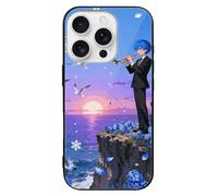 ERSTSNCK Compatible with iPhone 16 Case Petal Dance Anime Stylish Phone Case for Women Men, Tempered Glass Shockproof Slim Cover for 16 Pro Black